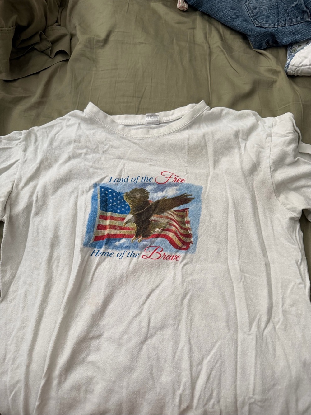 White Patriotic Eagle Graphic Tee - Land of the Free